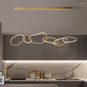 Pendant Lamps Modern Rose Gold Led Lights Living Dining Room Decor Lamp Indoor Bedroom Hanging Lighting Fixtures Luminaire