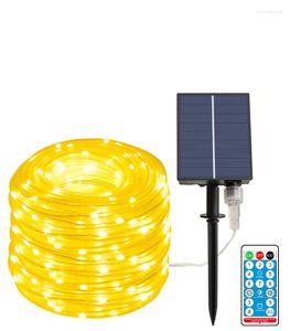 Saiten 12M Outdoor Solar LED String Licht Fernbedienung Fee Lichter Wasserdichte Seil Rohr Für Garten Hof Weihnachten Baum hochzeit Dekor