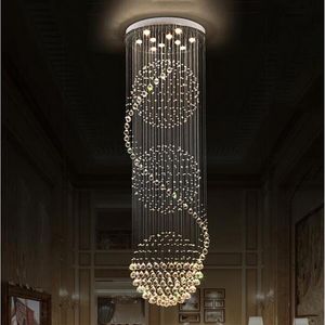 LED Crystal Chandeliers 조명 계단 계단 D70cm H200cm 샹들리에 조명기구로 가벼운 램프 실내 조명 장식 289e