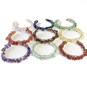 Bangła Dainty Boho Healing Kamień Kroje bransoletki mankiet kryształowy bransoletka dla kobiet szerokie przedmioty