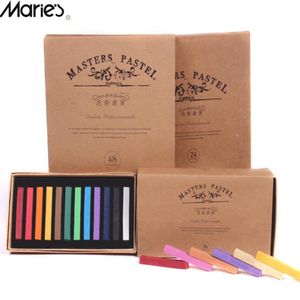 Marie's Painting Crayons Soft Dry Pastel 12 24 36 48 Zestaw Art Rysunek Zestaw Kredy Kolor Karbon Pędzel Pędzer dla Stude238o