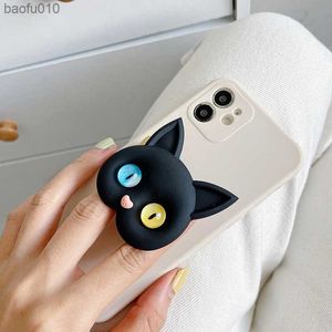 Air Sac Phone Holder Korean Ins Kawaii 3D Cat Cell Telefon Finger Ring Stand Grip Tok Mobiltelefon Tillbehör för iPhone L230619