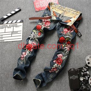 Moda Mens Jeans Luxo Estilo Europeu e Americano Mistura de Algodão Longo Cor Reta NO 1 8 Tamanho Bordado Zipper Fly250j