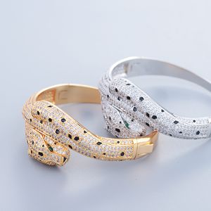 Nya 18K Gold Leopard Silver Bangle Armband For Women Set Ring Men Luxury Tennis Fashion Unisex Jewelry Designer Women Jewlery Party Presenttillbehör Bröllop