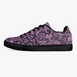 Anpassade mönster DIY-skor Herrkvinnor Pretty Feather Purple Sports Trackers Sneakers 36-48