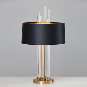 Luminária de mesa de designer de vidro de luz moderna e luxuosa, quarto, cabeceira, tecido, abajur, iluminação doméstica, Fixtrues, E27, 110-240V236l