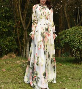Podstawowe sukienki swobodne kwiatowy nadruk maxi sukienka Sundress Abaya Dubai Hidżab szyfonowy muzułmańskie sukienki afrykańska indyka islam kaftan szata 230719