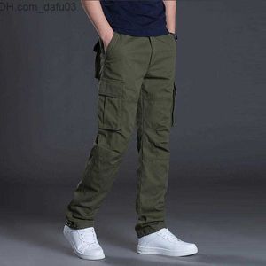 Herrbyxor herrbyxor last casual multi fickor militär taktisk män outwear streetwear armé raka slacks långa byxor kläder z230720