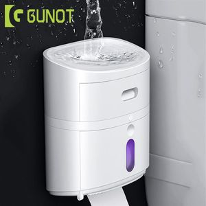 GUNOT Esterilização UV Suporte para Papel Higiênico Portátil Dispensador de Papel Higiênico Caixa de Armazenamento para Banheiro Acessórios para Casa de Banho T20042307k