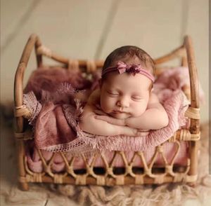 Gift Sets born Pography Props Retro Rattan Lie Down Basket Chair Bebe Po Accesories Recien Baby Girl Boy Posing Bed Background 230720