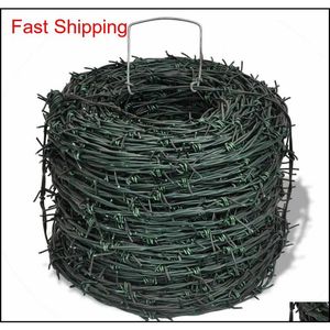 Vidaxl Barbed Wire 328' Green Iron Barbwire Garden Patio Fencing Wires Fence U4Sx3203U