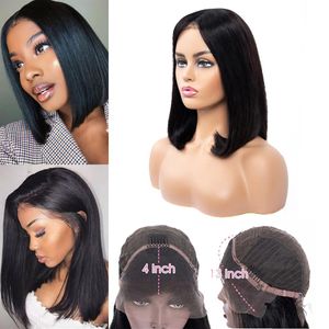 9A Brazlian Human Hair Short Bob Ear To Ear Lace Lace Frontal Wigs 13x4 Straight Lace Closure Wig 150% Density250Y