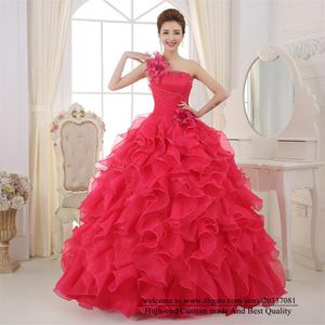 Quinceanera Dresses 2021 Sexy Elegant One-Shoulder Flowers Crystal Party Prom Formal Lace Up Ball Gown Organza Vestidos De 15 Anos2141