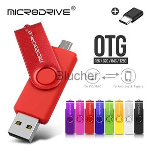 メモリカードUSBスティックメタルOTG 2 in 1ペンドライブ128GBマイクロUSBメモリスティック32GBペンドライブ64GB CLE USB CLE USB 20 Flash Drive Memoria USB X0720