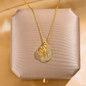 gold pendants necklace female stainless steel couple gold chain pendant jewelry on the neck gift for girlfriend accessories