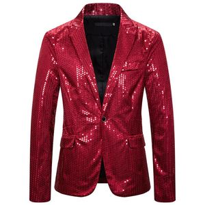 Męskie garnitury Blazers Glitter cekina dla mężczyzn sceniczny występ czerwony błyszcząca piosenkarka One Play Separ Juther 2021 Man Fashion Clote315o