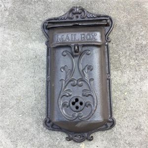 Metal Mailbox för hemgjutjärnspostlåda Postlåda väggmonterad lägenhet utomhus trädgård dekoration vintage ornament gjutjärn le2049