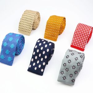 Bow Ties Men's Retro Wave Point Solid Color Pattern slips klassisk 6 cm smal tunn platt botten stickad cravat