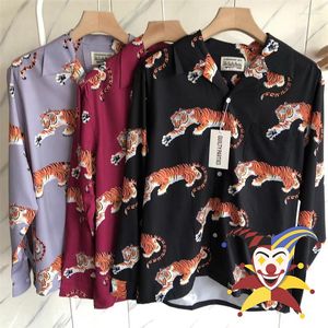 Camicie casual da uomo Stampa tigre WACKO MARIA Camicia a maniche lunghe hawaiana Uomo Donna Vintage