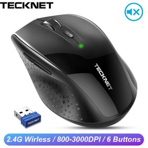 Tecknet Silent Mouse 2 4GHzワイヤレスマウスUSB人間工学的光学コンピューターマウス3000 DPIラップトップ用コードレスノイズレスマウスPC LJ2280N