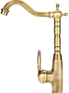 Kitchen Faucets Antique Retro Style Solid Brass Bathroom Basin Sink Faucet & Cold Pipes Mixer Tap Torneiras De Cozinha