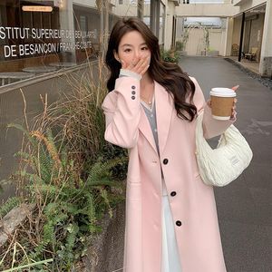 Kvinnors trenchockar 2023 Coat Fashion Office Lady notched Single Breasted Winter England Style for Women Wide-midjig T566