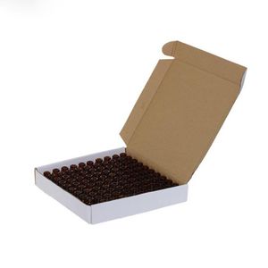 100Pcs/Paper Box 1ml 2ml Amber Mini Glass Bottles Essential Oil Display Vial 1CC 2CC Small Perfume Brown Sample Container Free Shipping Xqjh