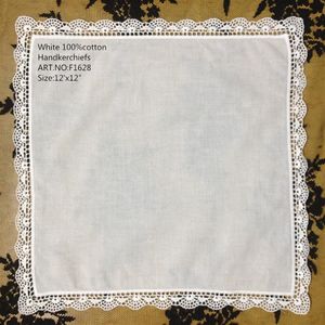 Conjunto Têxtil para Casa com 12 Lenço de Noiva de Algodão Estilo Irlandês 12 x12 Elegante Bordado Crochê Renda Hankie Ha246F