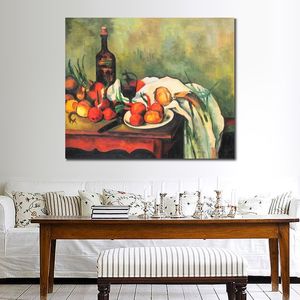 Contemporary Abstract Oil Painting on Canvas Still Life with Onions and Bottle Paul Cezanne Artwork Vibrant Art for Home Decor