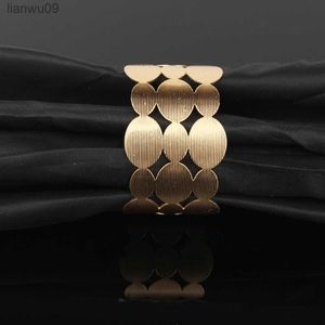 1PC Tibetan European Metal Gold Silver Plated Hollow Wide Open Bangle Cuff Bracelets For Women Femme Oval Bracelet Jewelry B12 L230704