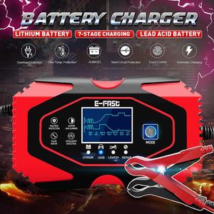 12V-24V 8A Full Automatic Car Battery Charger Power Pulse Repair Chargers Wet Dry Lead Acid Battery-chargers 7-STAGE Charging201m