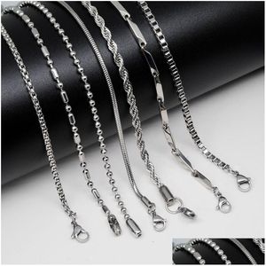 Chains M 7 Styles 60Cm Sier Plated Stainless Steel Link Women Men Girl Choker For Hip Hop Pendant Necklaces Jewelry Drop Delivery Pen Dhuyv