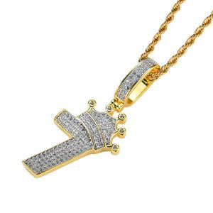 Fashion- nummer 7 Diamonds hänge halsband för män kvinnor nummer lyxigt halsband real guld pläterad koppar zirkons kedja födelsedag 292l