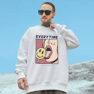 Herrtröjor bra känsla varje gång tryck bomull man tröja harajuku modekläder original casual pullover nisch lös sportkläder