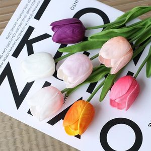 Decorative Flowers 6Pcs Artificial Tulips Realistic Beautiful Floral Arrangements Simulation Tulip For Home Weddings Decor
