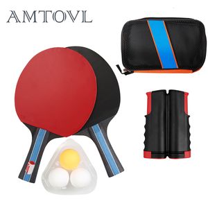 Raquetes de tênis de mesa AMTOVL Conjunto portátil extensível Rolly Net Ping Pong Paddles Bolas para jogo de viagem interno e externo SPORT 230719