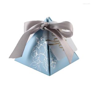 Embalagem de presente 10/20/50 pçs Caixa de doces Triângulo Presentes de chocolate com etiqueta de agradecimento Embalagem para chá de bebê Decoração de casamento