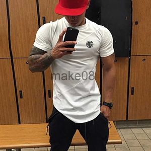 Herrspåriga män som kör T Shirt Sportswear Fitness Sport T Shirt Slim Fit Gym Tshirt Bodybuilding Shirt Men Cotton Patchwork Mesh Rashgard J230720