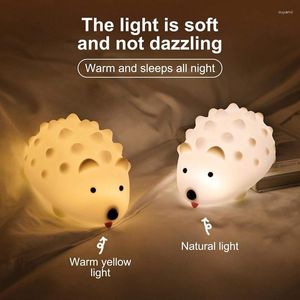 Tischlampen Silikon Niedlicher Igel Desktop-Lampe Kinder Cartoon Nachttisch LED Wiederaufladbares Nachtlicht Home Warm White Change