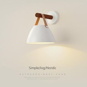 Wall Lamp Nordic Log Belt Bedroom Bedside Aisle Living Room Background Home Decoration Fixtures E27 Lustre Sconce