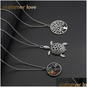 Pendant Necklaces Fashion Vintage Sier Sweaters For Women Designer Life Of Tree Feathers Turtles Elephants Lady Pendan Drop Delivery Dhsb8