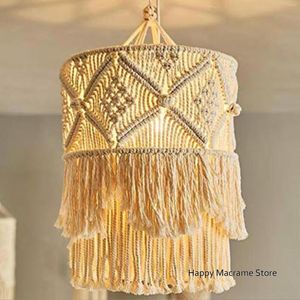 Tapisserier Dekorativa handgjorda makramslampor Chandeliers Bohemian Lampshade Boho Mobile Nursery Home Decor - Without Lamp