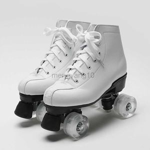 Inline Roller Skates PU Leather Roller Skates Skating Shoes Outdoor Girls Beginner 2 Row White 4 Wheels Roller Skates Sliding Quad Sneakers Footwear HKD230720