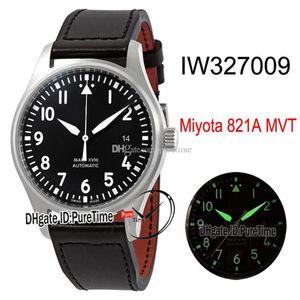 Nowy Mark XVIII Petit Prince Miyota 821a Automatyczne męskie zegarek IW327009 Stalowa czarna tarcza białe znaczniki liczbowe czarne skórzane puretime231y