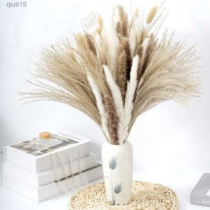 Dried Flowers 15Pcs White Pampas 15Pcs Brown Pampas 30Pcs Reed Grass Bouquet of Natural Fluffy Pampas Stems for Wedding Decoration Boho Decor R230720