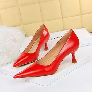 Sandals Fashion Kitten High-heeled Shoes Women Pumps Leather Shoes High Heels Occupation Office Shoes Plus Size 43 L230720