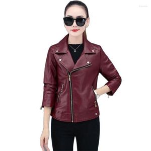 Women's Leather PU Short Jacket Female 2023 Spring Autumn Korean Fashion Casual Chic Pi Coat Motorcycle Cycling Outerwear