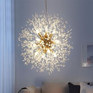 Moderna lampada a sospensione a LED a forma di dente di leone Lampadari di cristallo Illuminazione Lampada a sospensione a sfera a globo per sala da pranzo Camera da letto Soggiorno Lighti296m