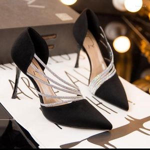 Dress Shoes Women Sexy Autumn Pumps Evening Party High Heels Ladies Pointed Toe Nude Leather Black Suede Gold Patent Strappy 2023