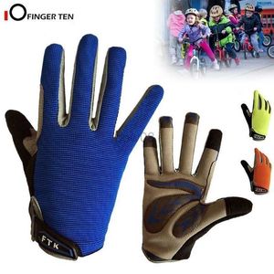 Cycling Gloves Full Finger Kids Cycling Gloves Boys Girls Youth Touch Screen Mountain Road Bicyc Warm Gel Padded Age 2-11 HKD230720